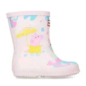 Hunter x Peppa Pig Big Kid Rubber Rain Boots Pink Waterproof Wellies 2 Girls
